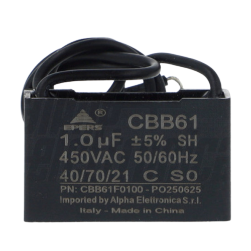 CONDENSATORE 1,0uF 450V CBB61 POLIPROPILENE CON CAVETTI